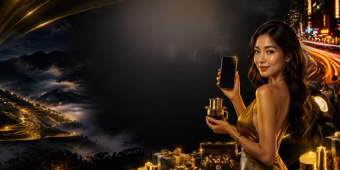 Hội viên VIP dùng điện thoại tại Sapa bên tách cà phê Việt Nam